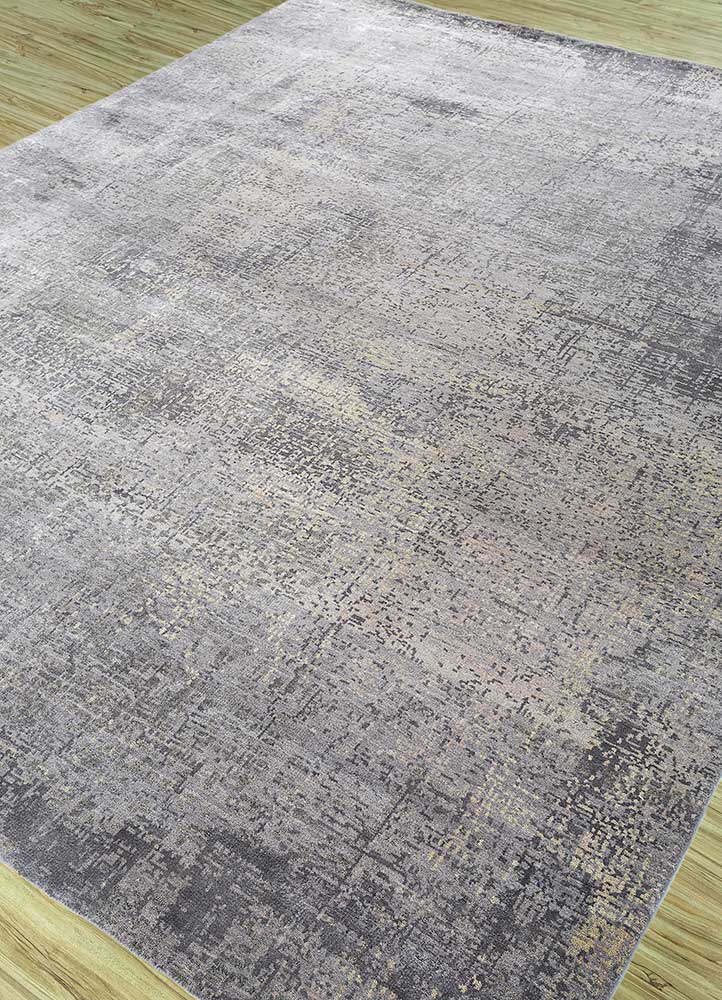 uvenuti grey and black wool and bamboo silk Hand Knotted Rug - FloorShot