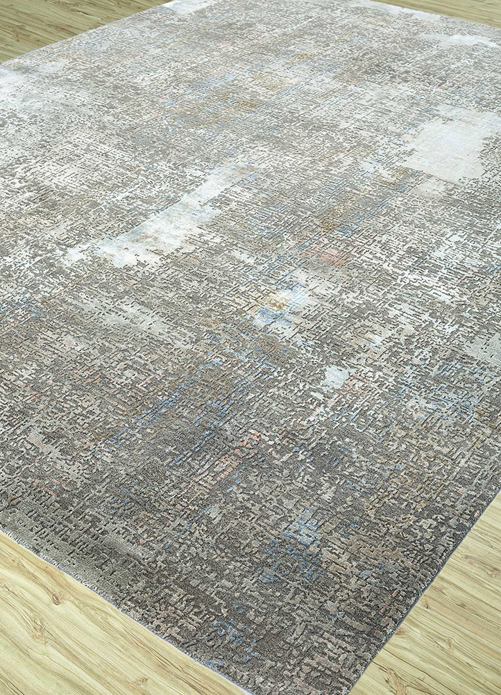 uvenuti grey and black wool and bamboo silk Hand Knotted Rug - FloorShot