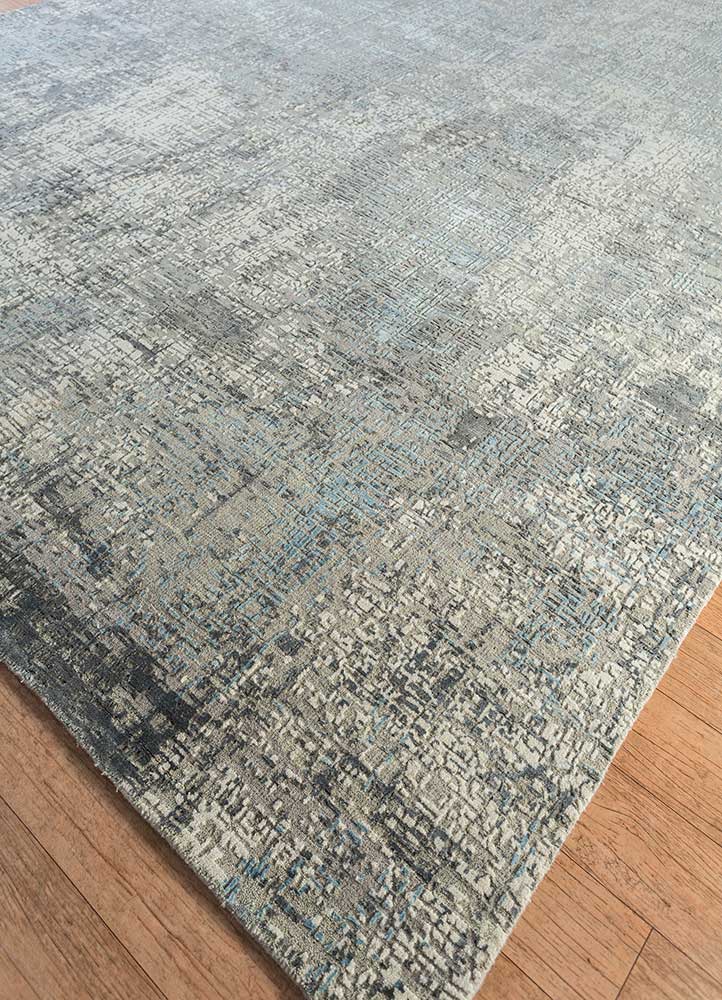 uvenuti grey and black wool and bamboo silk Hand Knotted Rug - FloorShot