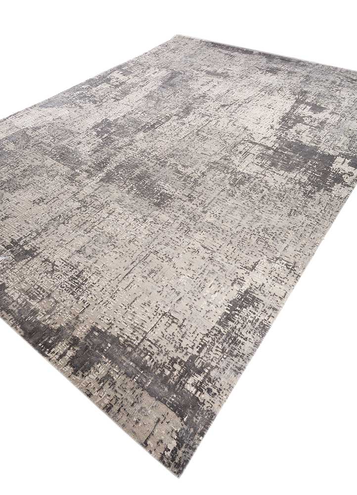 uvenuti grey and black wool and bamboo silk Hand Knotted Rug - FloorShot