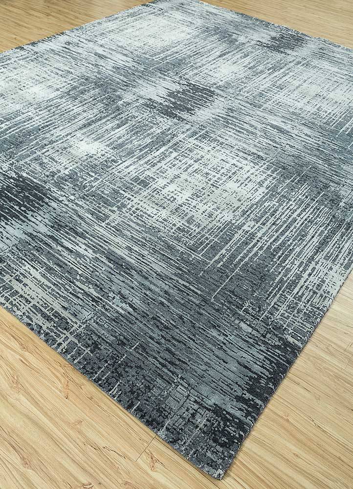 uvenuti grey and black wool and bamboo silk Hand Knotted Rug - FloorShot