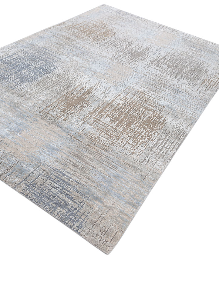 uvenuti grey and black wool and bamboo silk Hand Knotted Rug - FloorShot