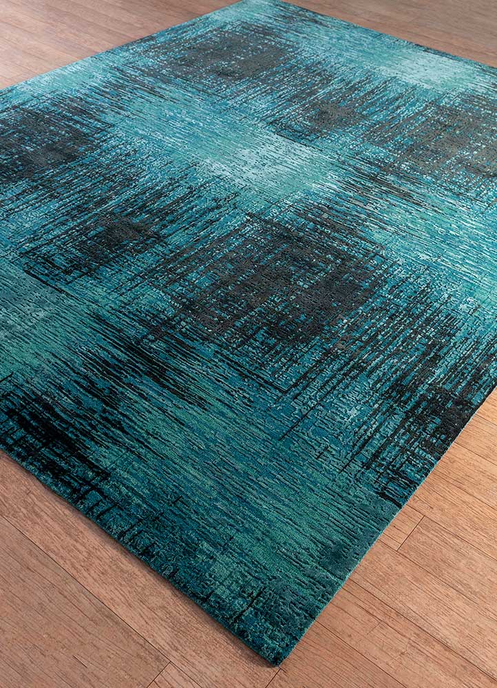 uvenuti blue wool and bamboo silk Hand Knotted Rug - FloorShot