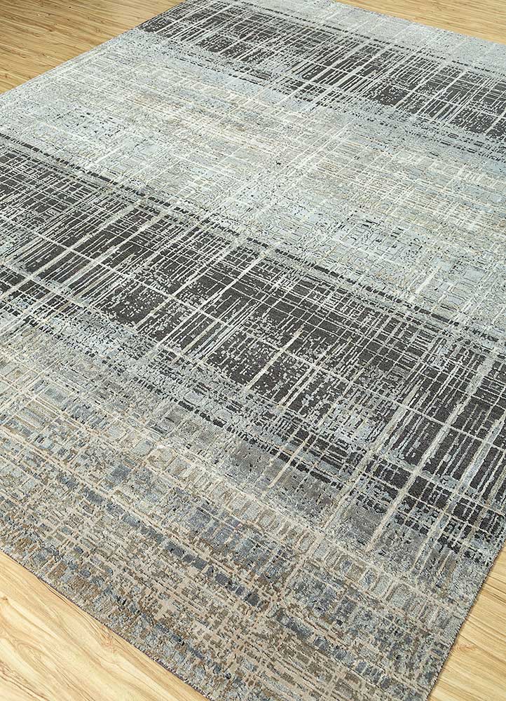 uvenuti grey and black wool and bamboo silk Hand Knotted Rug - FloorShot