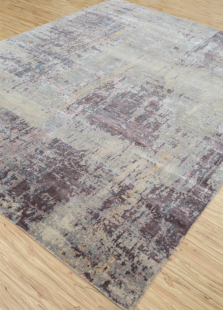 uvenuti grey and black wool and bamboo silk Hand Knotted Rug - FloorShot