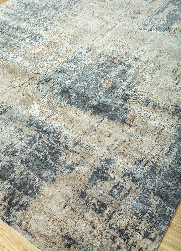 uvenuti grey and black wool and bamboo silk Hand Knotted Rug - FloorShot