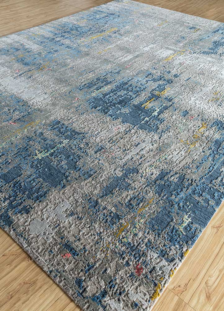 uvenuti grey and black wool and bamboo silk Hand Knotted Rug - FloorShot