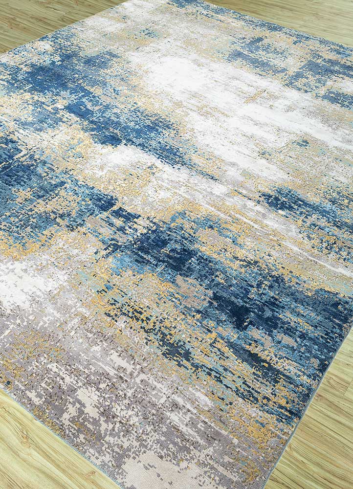 uvenuti blue wool and bamboo silk Hand Knotted Rug - FloorShot