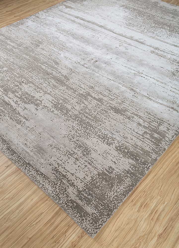 uvenuti grey and black wool and bamboo silk Hand Knotted Rug - FloorShot