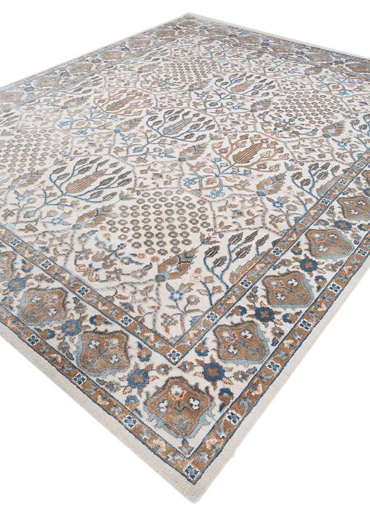 cyanna ivory wool and bamboo silk Hand Knotted Rug - FloorShot