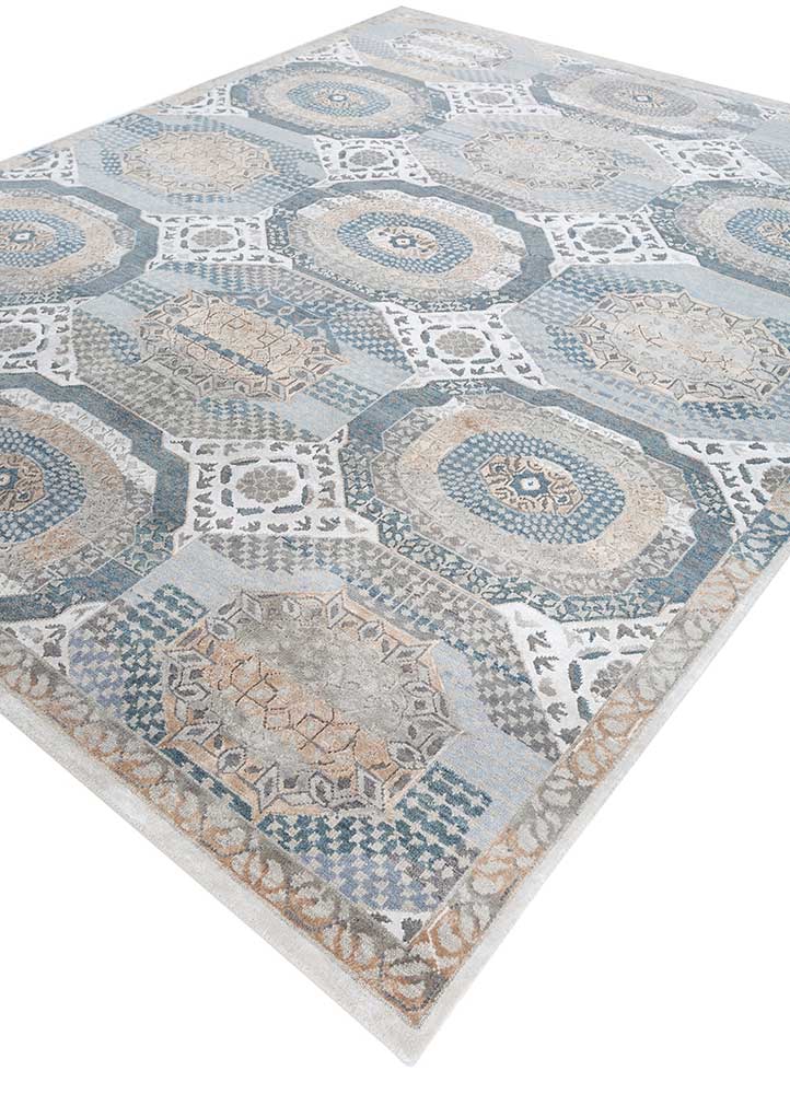 cyanna grey and black wool and bamboo silk Hand Knotted Rug - FloorShot