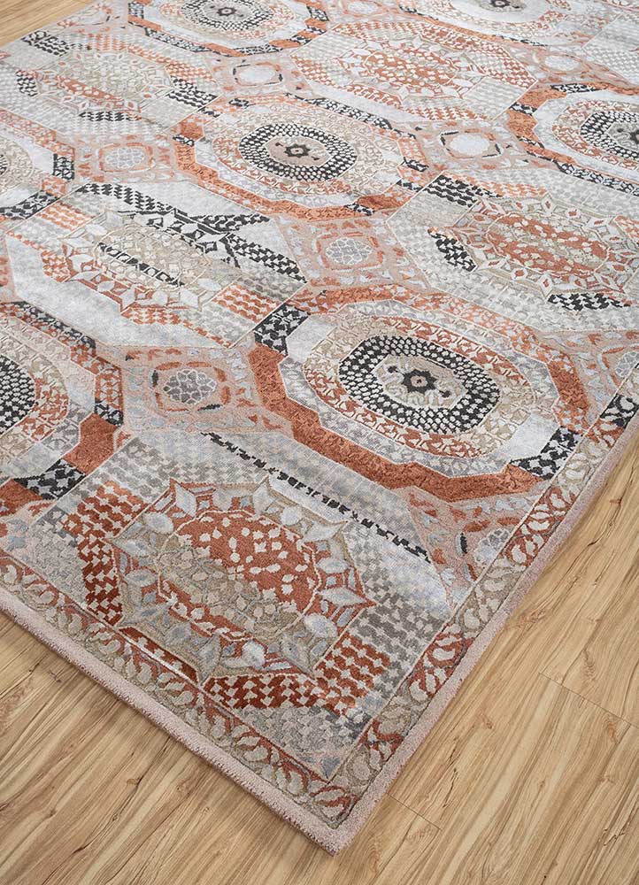 cyanna pink and purple wool and bamboo silk Hand Knotted Rug - FloorShot