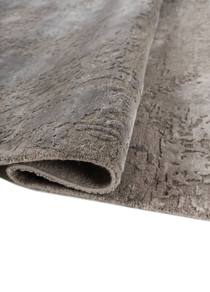 uvenuti grey and black wool and bamboo silk Hand Knotted Rug - FloorShot