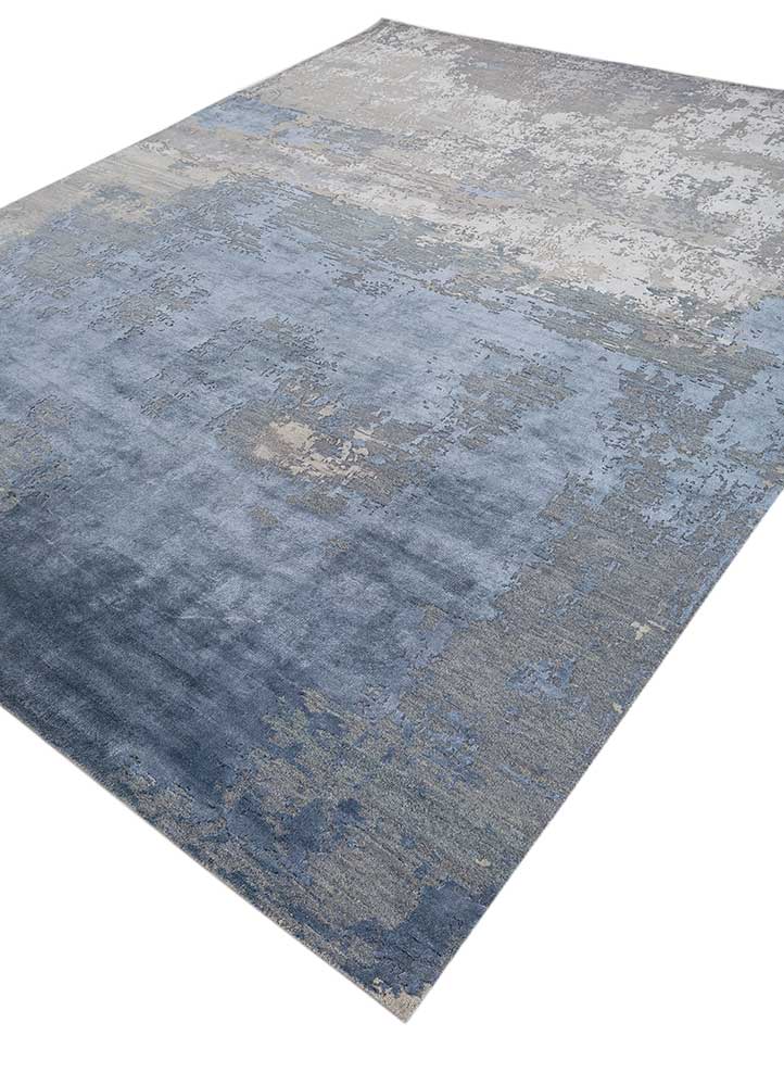 uvenuti grey and black wool and bamboo silk Hand Knotted Rug - FloorShot uvenuti grey and black wool and bamboo silk Hand Knotted Rug - FloorShot