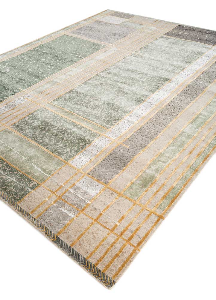 clan ivory wool and bamboo silk Hand Knotted Rug - FloorShot