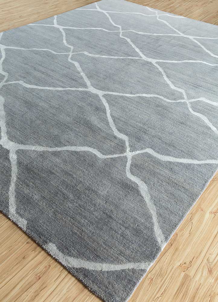 clan grey and black wool and bamboo silk Hand Knotted Rug - FloorShot