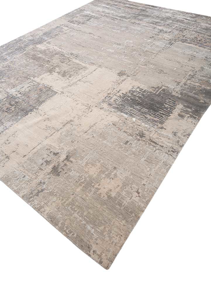 tattvam grey and black wool and bamboo silk Hand Knotted Rug - FloorShot tattvam grey and black wool and bamboo silk Hand Knotted Rug - FloorShot