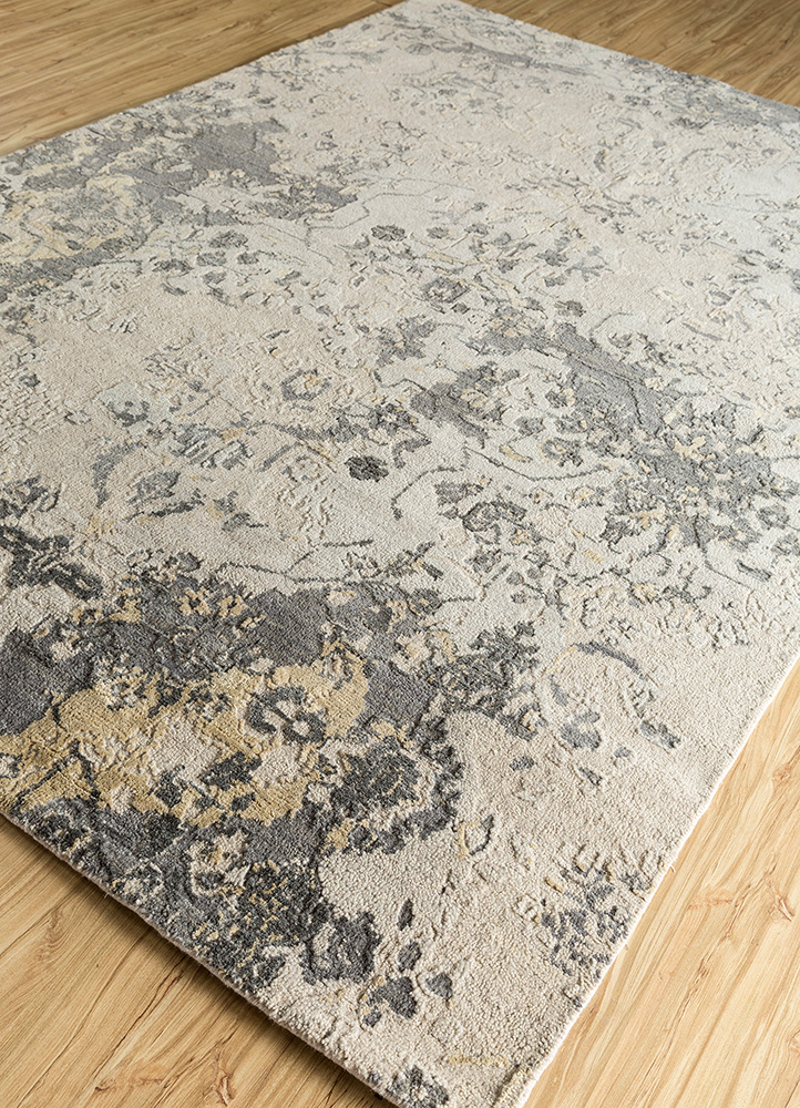 far east beige and brown wool and silk Hand Knotted Rug - FloorShot