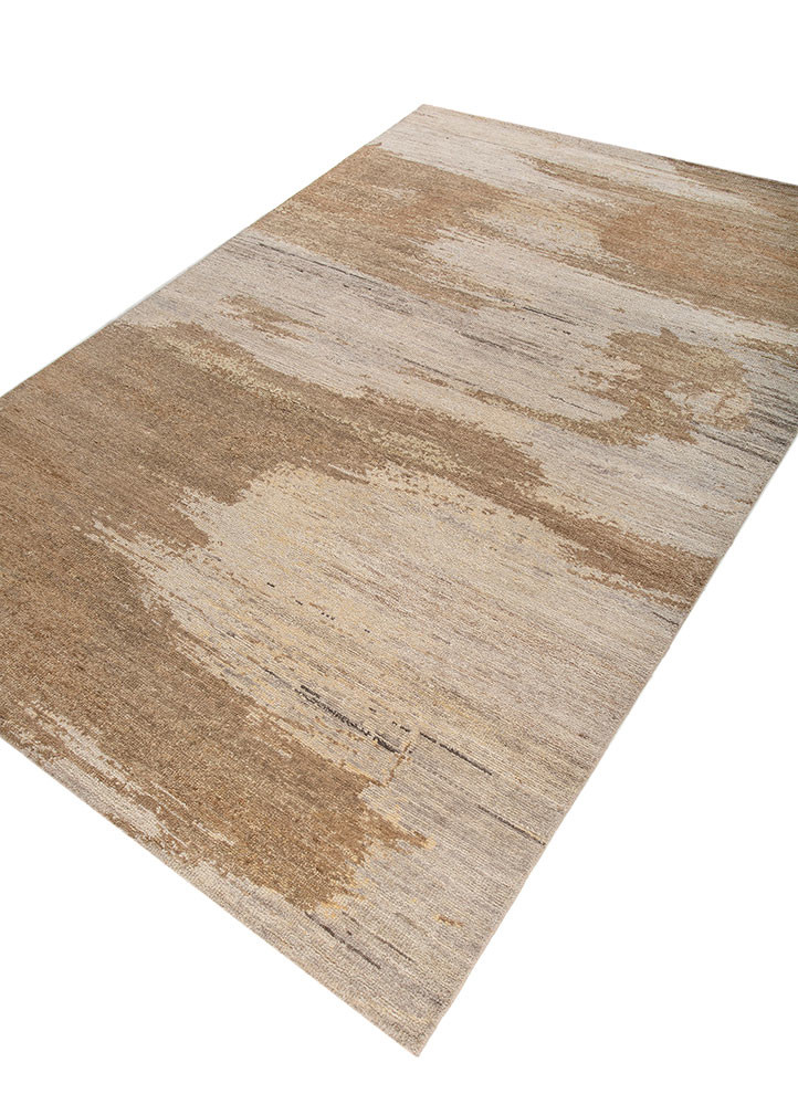 entropy beige and brown wool Hand Knotted Rug - FloorShot entropy beige and brown wool Hand Knotted Rug - FloorShot