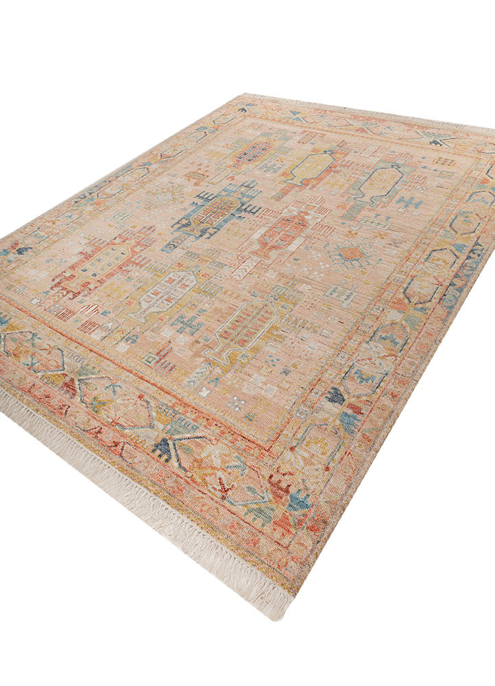 savana red and orange wool Hand Knotted Rug - FloorShot savana red and orange wool Hand Knotted Rug - FloorShot