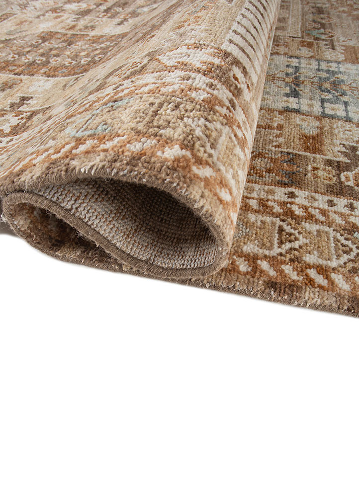 savana beige and brown wool Hand Knotted Rug - FloorShot savana beige and brown wool Hand Knotted Rug - FloorShot