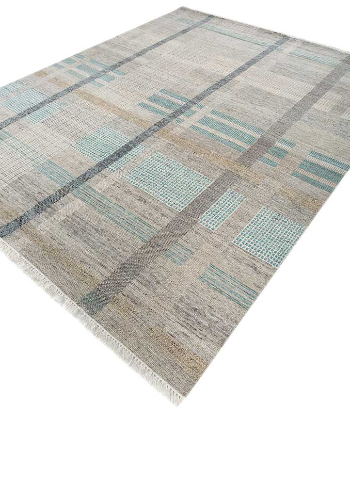 blythe blue afghan wool Hand Knotted Rug - FloorShot