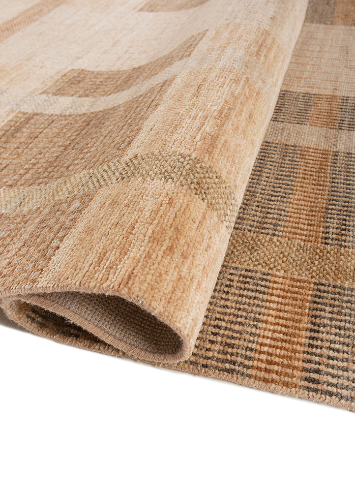 blythe beige and brown wool Hand Knotted Rug - FloorShot