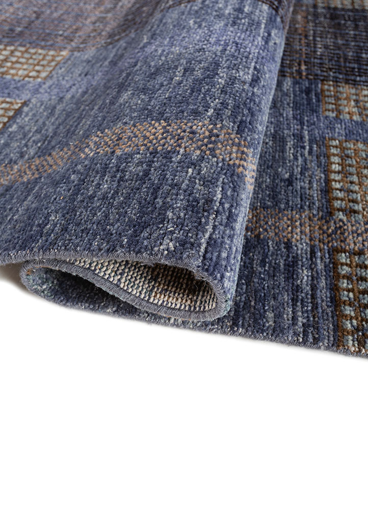 blythe blue wool Hand Knotted Rug - FloorShot