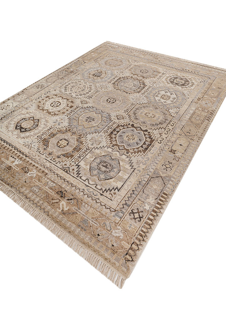 savana beige and brown wool Hand Knotted Rug - FloorShot savana beige and brown wool Hand Knotted Rug - FloorShot