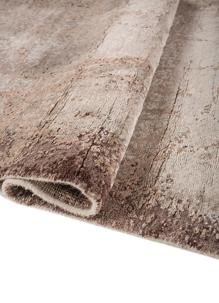 aprezo beige and brown wool and bamboo silk Hand Knotted Rug - FloorShot