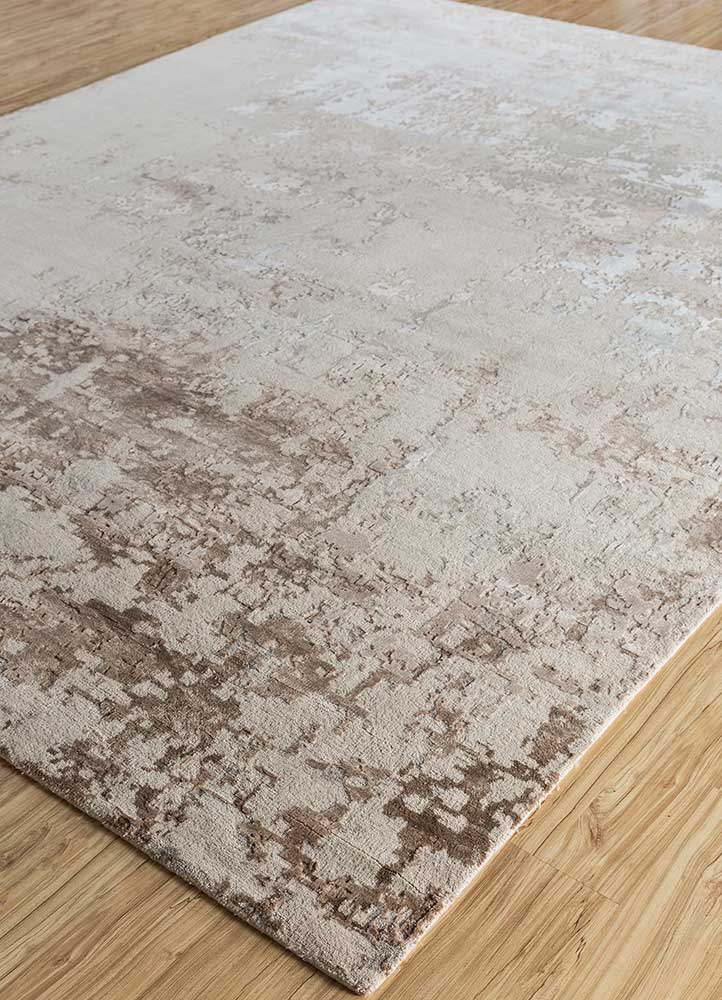 tattvam beige and brown wool and bamboo silk Hand Knotted Rug - FloorShot