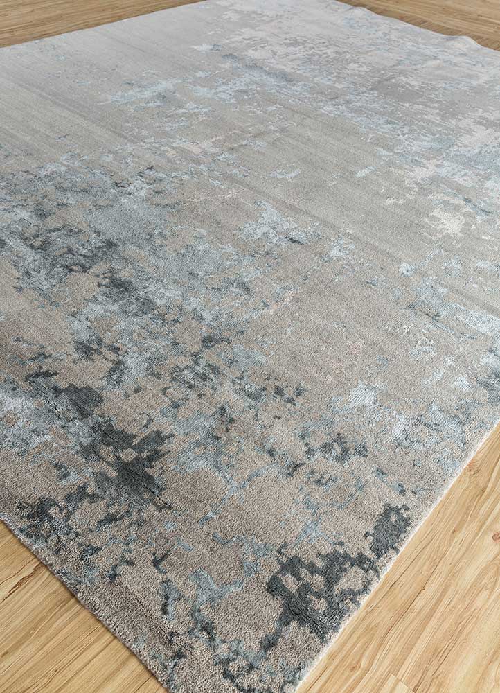 tattvam grey and black wool and bamboo silk Hand Knotted Rug - FloorShot