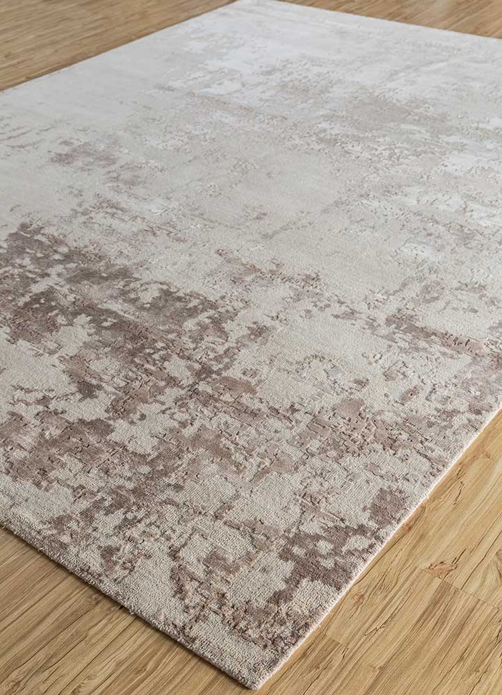 tattvam beige and brown wool and bamboo silk Hand Knotted Rug - FloorShot