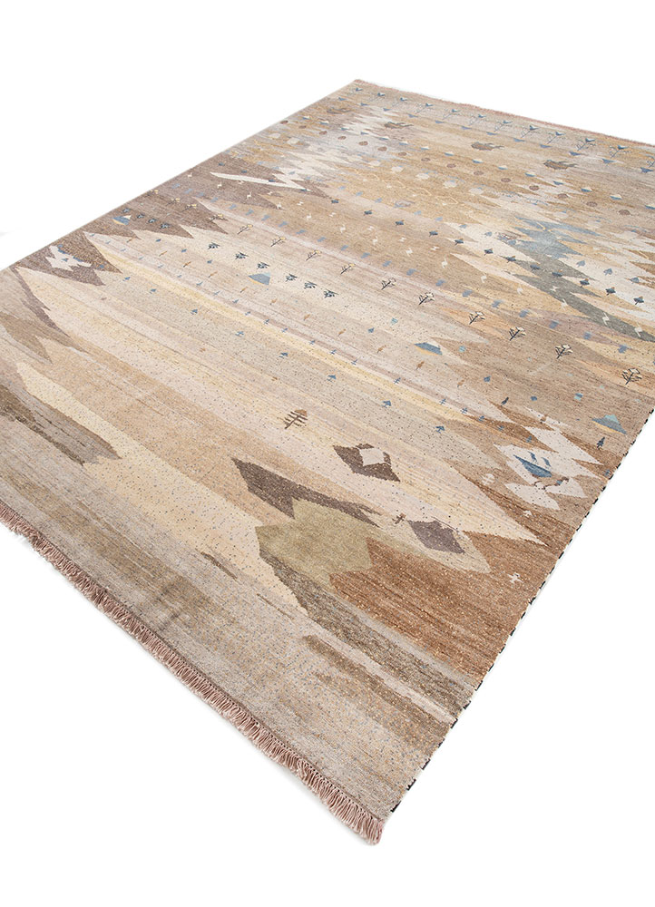 freedom manchaha beige and brown wool and silk Hand Knotted Rug - FloorShot freedom manchaha beige and brown wool and silk Hand Knotted Rug - FloorShot