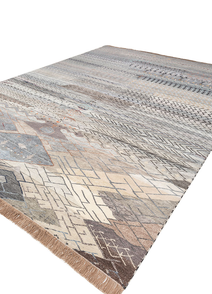 freedom manchaha grey and black wool and silk Hand Knotted Rug - FloorShot