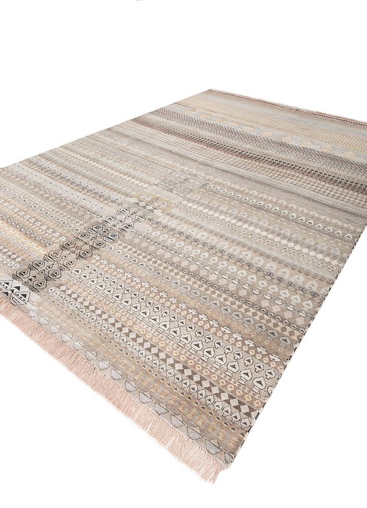 freedom manchaha grey and black wool and silk Hand Knotted Rug - FloorShot