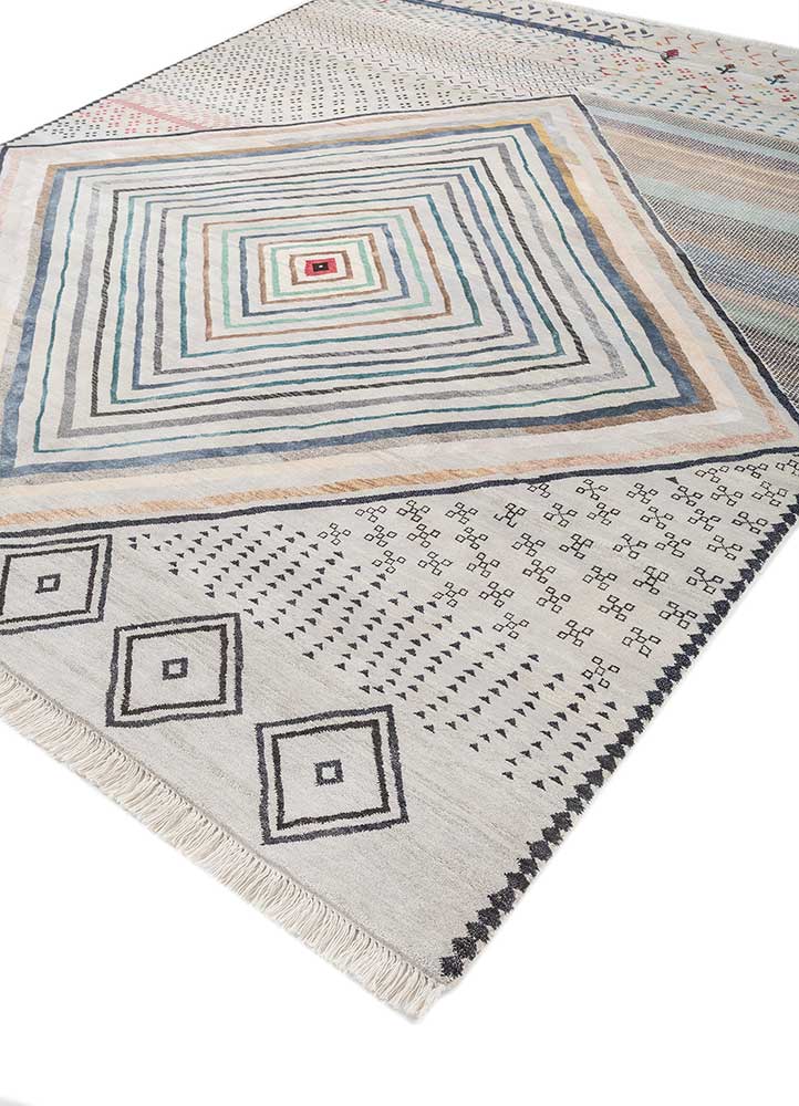 freedom manchaha ivory wool and silk Hand Knotted Rug - FloorShot