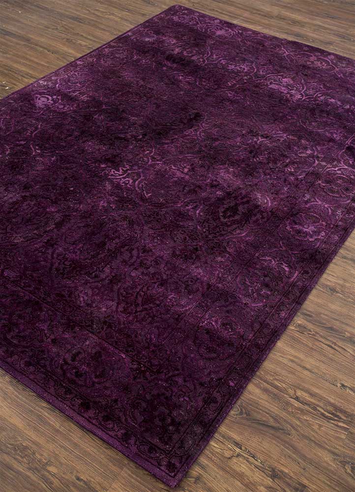 lacuna pink and purple wool and silk Hand Knotted Rug - FloorShot