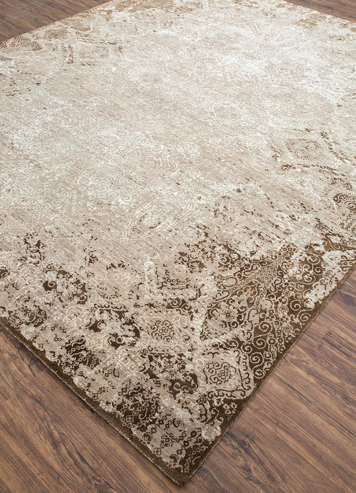 far east grey and black wool and silk Hand Knotted Rug - FloorShot far east grey and black wool and silk Hand Knotted Rug - FloorShot
