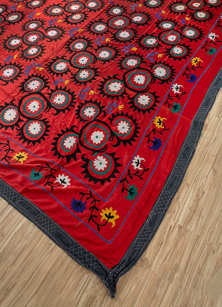 jean red and orange cotton Hand Loom Rug - FloorShot jean red and orange cotton Hand Loom Rug - FloorShot