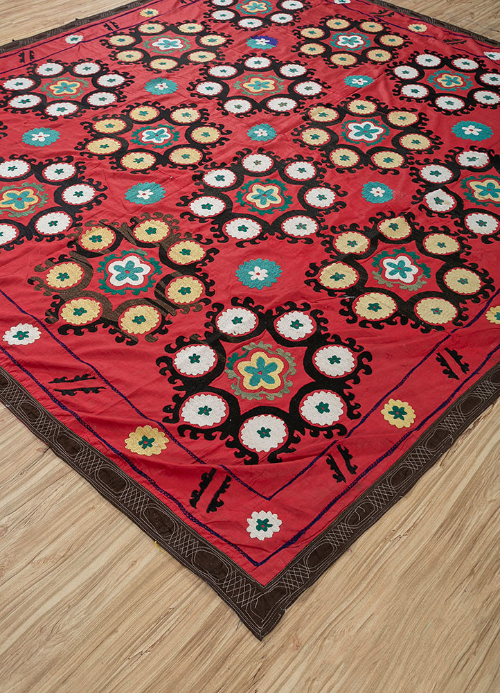 jean red and orange cotton Hand Loom Rug - FloorShot jean red and orange cotton Hand Loom Rug - FloorShot