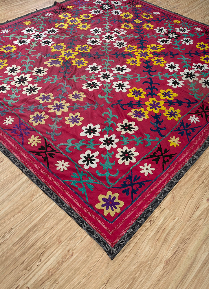 jean red and orange cotton Hand Loom Rug - FloorShot jean red and orange cotton Hand Loom Rug - FloorShot
