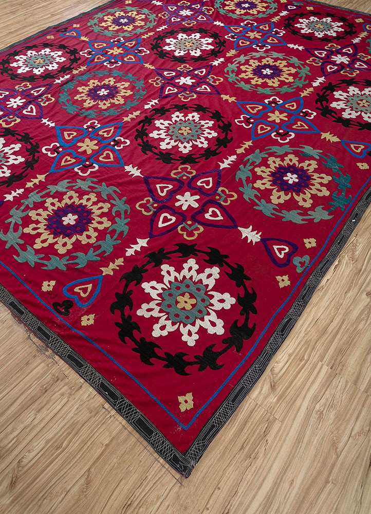 jean red and orange cotton Hand Loom Rug - FloorShot jean red and orange cotton Hand Loom Rug - FloorShot