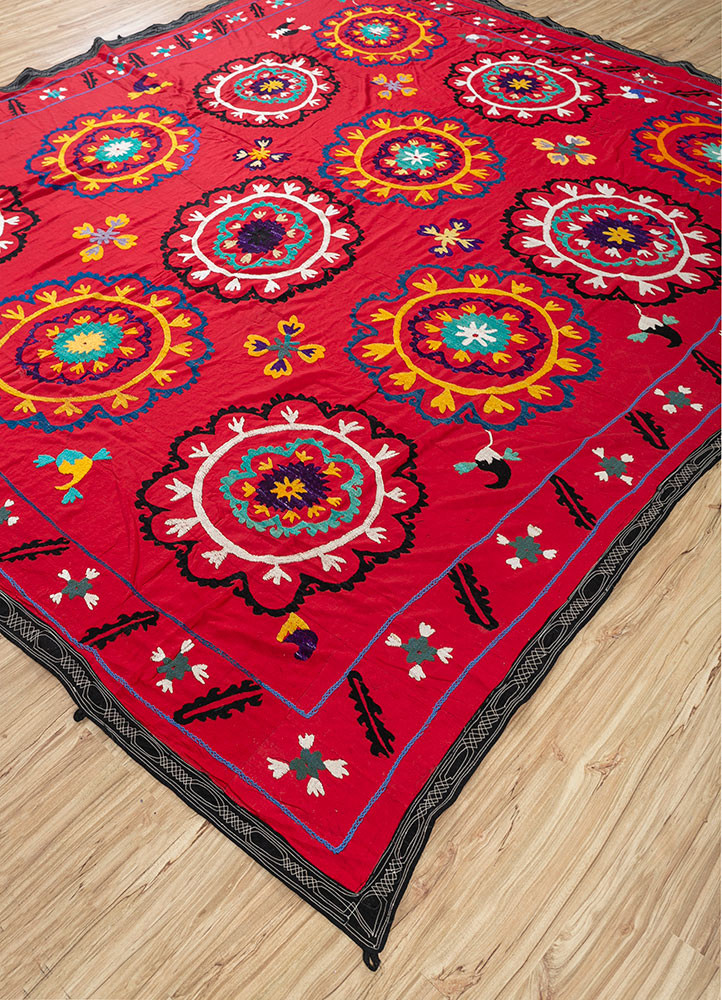 jean red and orange cotton Hand Loom Rug - FloorShot jean red and orange cotton Hand Loom Rug - FloorShot