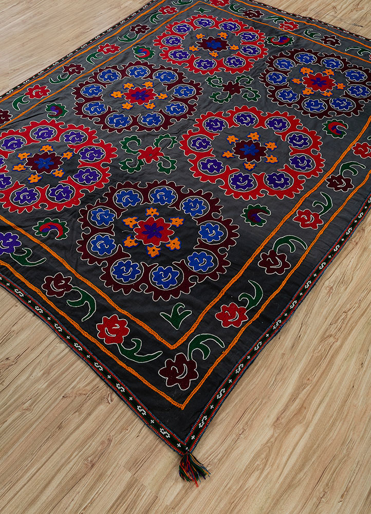 jean blue cotton Hand Loom Rug - FloorShot jean blue cotton Hand Loom Rug - FloorShot