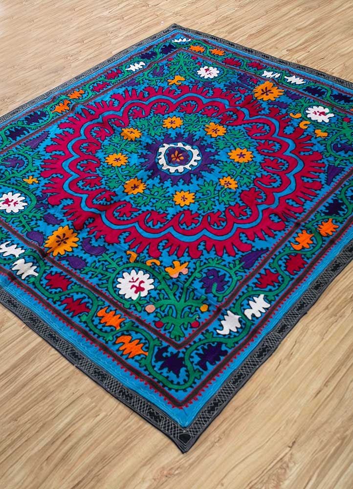 jean blue cotton Hand Loom Rug - FloorShot