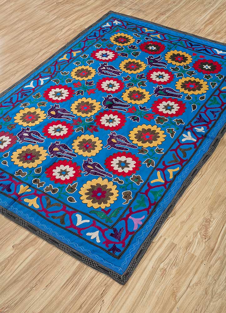 jean blue cotton Hand Loom Rug - FloorShot