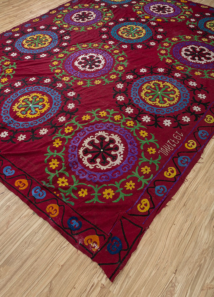 jean red and orange cotton Hand Loom Rug - FloorShot jean red and orange cotton Hand Loom Rug - FloorShot