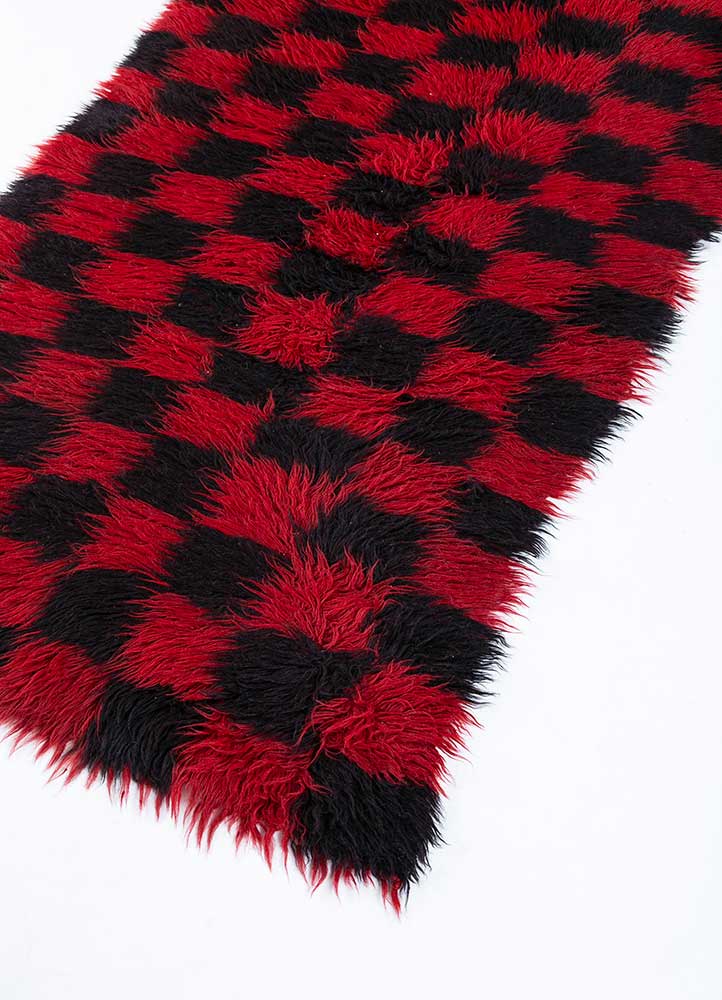 transcend red and orange wool Shag Rug - FloorShot