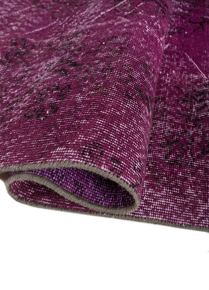 vintage pink and purple wool Hand Knotted Rug - FloorShot
